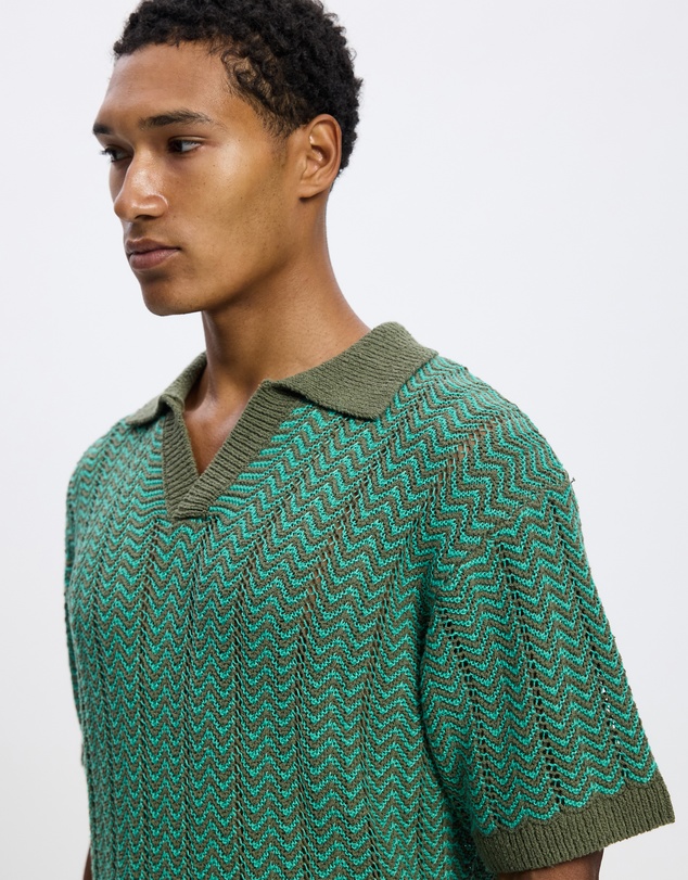 Scotch & Soda - Open Structured Knitted V-Neck Polo