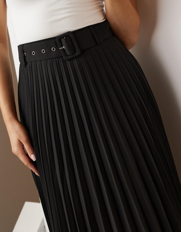 Atmos&Here - Hailey Pleated Belt Midi Skirt
