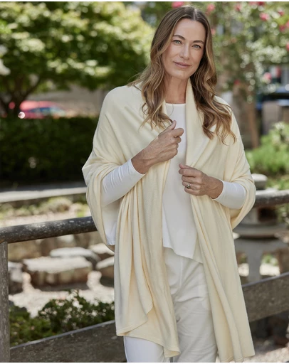 Bamboo Body - Bamboo & Recycled Cashmere Wool Travel Wrap - Vanilla