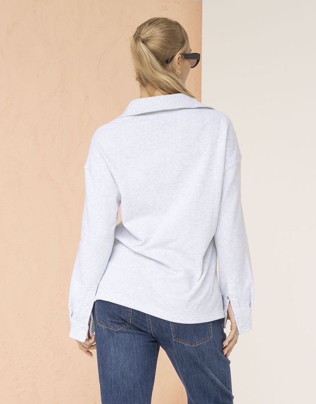 Angel Maternity - Daily Snap Button Collar Sweatshirt in Grey Marl