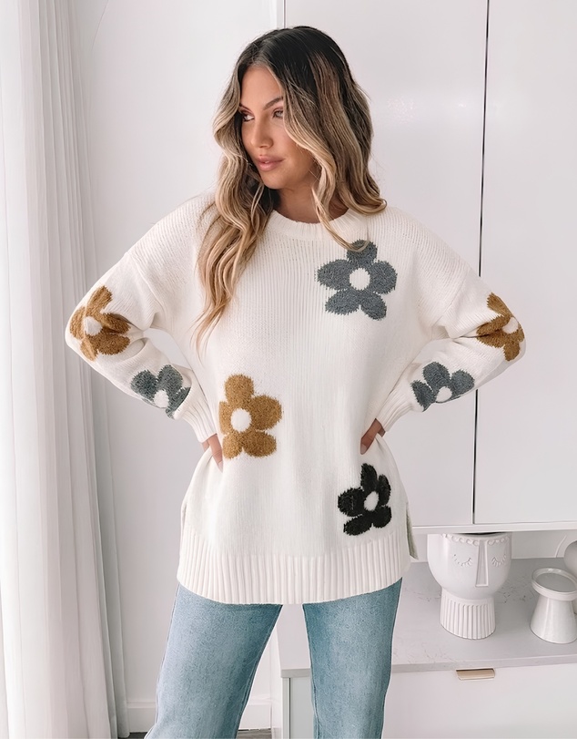 Esther & Co - Novella Knit - Cream Floral