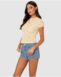 EDIKTED - Kaori Sheer Lace T Shirt