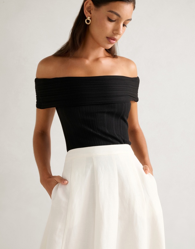 Forever New - Georgina Linen Blend Midi Skirt