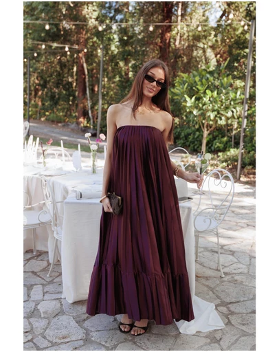Petal & Pup - Nalania Strapless Maxi Dress - Sangria Red