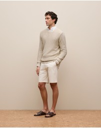 Trenery - Linen Cotton Texture Knit Crew in Flax