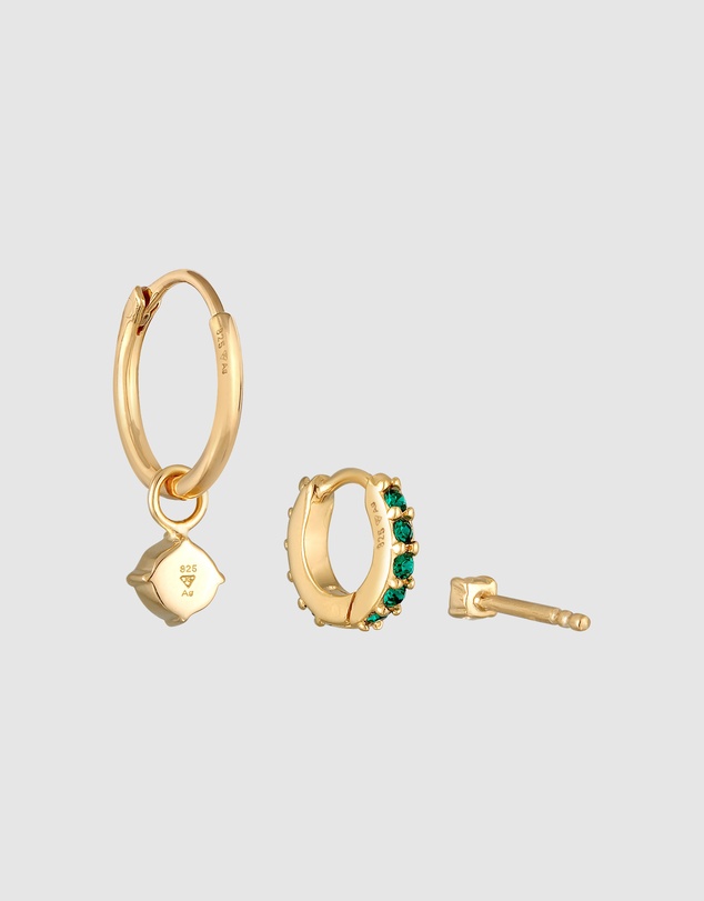 Elli Jewelry - Crystal Earring Set in Gold-Plated 925 Silver
