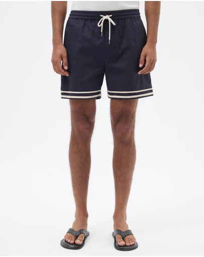 AERE - Contrast Linen Blend Shorts