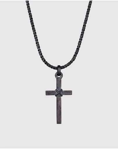 Kuzzoi - ICONIC EXCLUSIVE - Cross Pendant Necklace in Oxidised 925 Sterling Silver