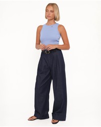 Petal & Pup - Elinor Cuffed Denim Pant - Dark Wash