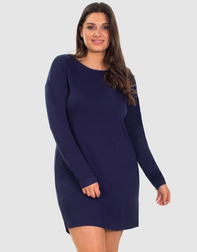 B Free Intimate Apparel - Bamboo Long Sleeve Relaxed Fit Dress