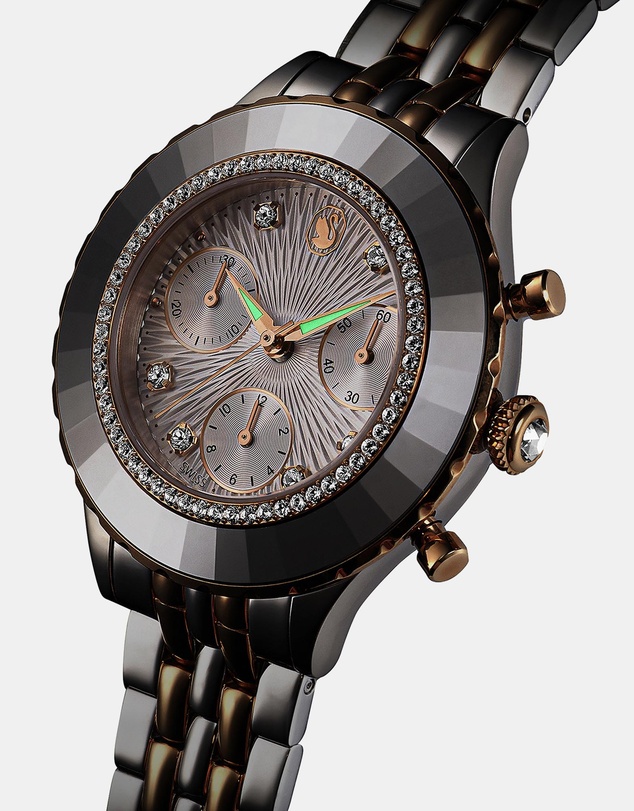 Swarovski - Octea Chrono Watch, Swiss Made, Metal Bracelet, Rose Gold Tone, Mixed Metal Finish