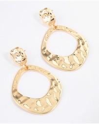 Lovisa - Gold Plated Molten Open Circle Drop Earrings