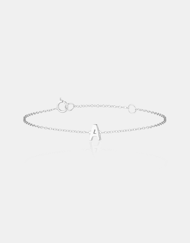 The Silver Collective - Petite A-Z Letter Bracelet Silver - A