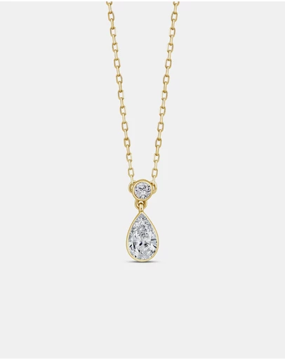 Zoe Olivia - 9K Gold Pear Lab Grown Diamond Drop Necklace