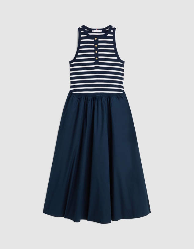 Tommy Hilfiger - Gold-Tone Button Sleeveless Maxi Dress
