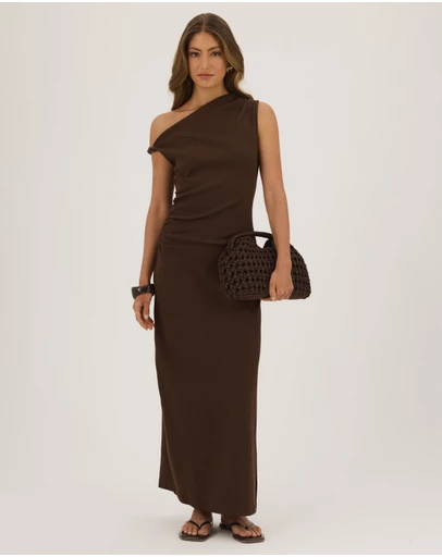 Atmos&Here - Heidi Organic Cotton Rib Off Shoulder Midi Dress