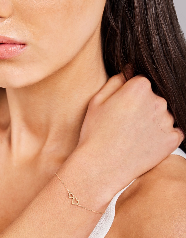 Zoe Olivia - 9K Gold Petite Hearts Bracelet