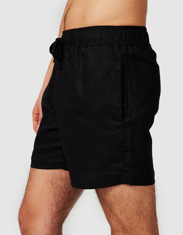 Vacay Swimwear - Black Linen Shorts