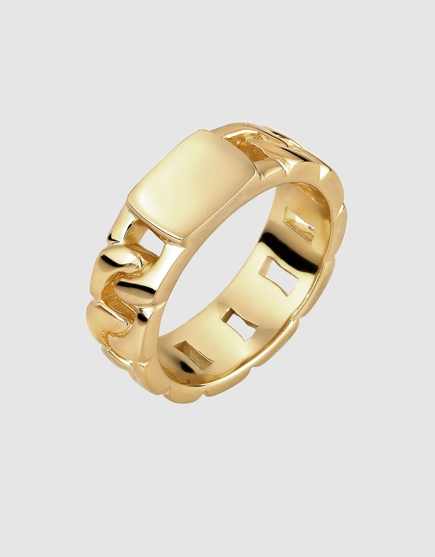 Kuzzoi - ICONIC EXCLUSIVE - Chunky Chain Band Ring in Gold-Plated 925 Sterling Silver