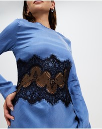 Third Form - Visions Lace Trim LS Maxi Dress