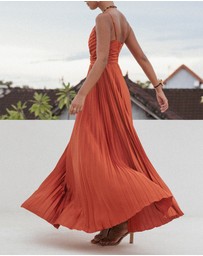 Petal & Pup - Naira Pleated Maxi Dress - Sunset Orange