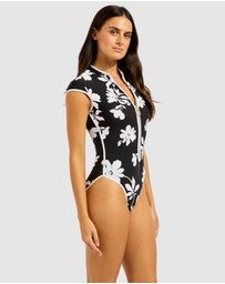 Seafolly - Mayflower Cap Sleeve Zip Front One Piece Swimsuit