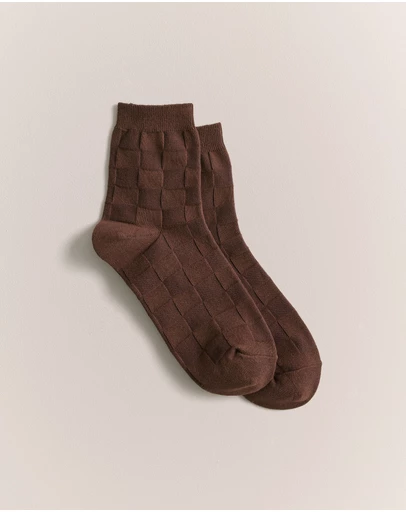 Trenery - Jacquard Lattice Sock in Coffee