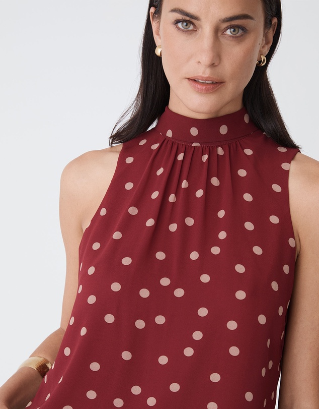 Forcast - Lottie Printed Tie Neck Top