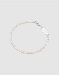 Kuzzoi - ICONIC EXCLUSIVE - Bracelet Men Classic Trend Simple with Freshwater Pearls in 925 Sterling Silver