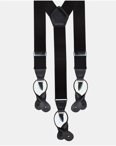 Henry Bucks - HENERY SARTORIAL x LEYVA Braces with Loops & Clips BLACK