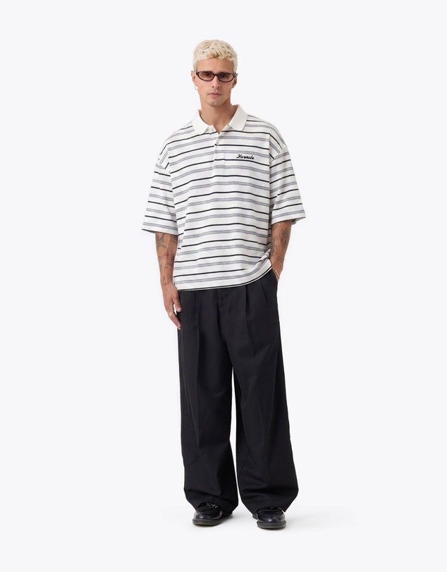 Zanerobe - Box Crop Polo White/Grey/Black