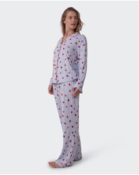 Bras N Things - Strawberry Patch Long Sleeve - Light Blue/ Print