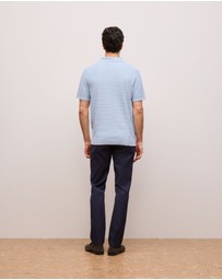 Trenery - Cotton Linen Collared Knit Polo in Ice Blue