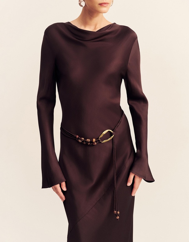 Shona Joy - Agnes Long Sleeve Maxi Dress with Belt