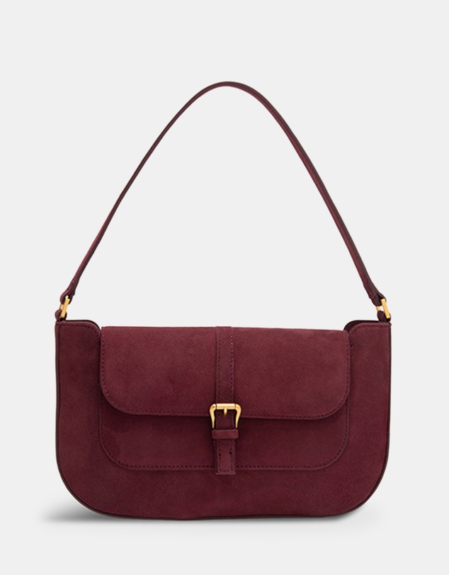 By Far - Miranda Sour Cherry Suede Leather Bag