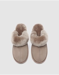 EVERAU - Australian Shepherd Ugg Muffin Slipper Special Cow Suede Upper House Shoes