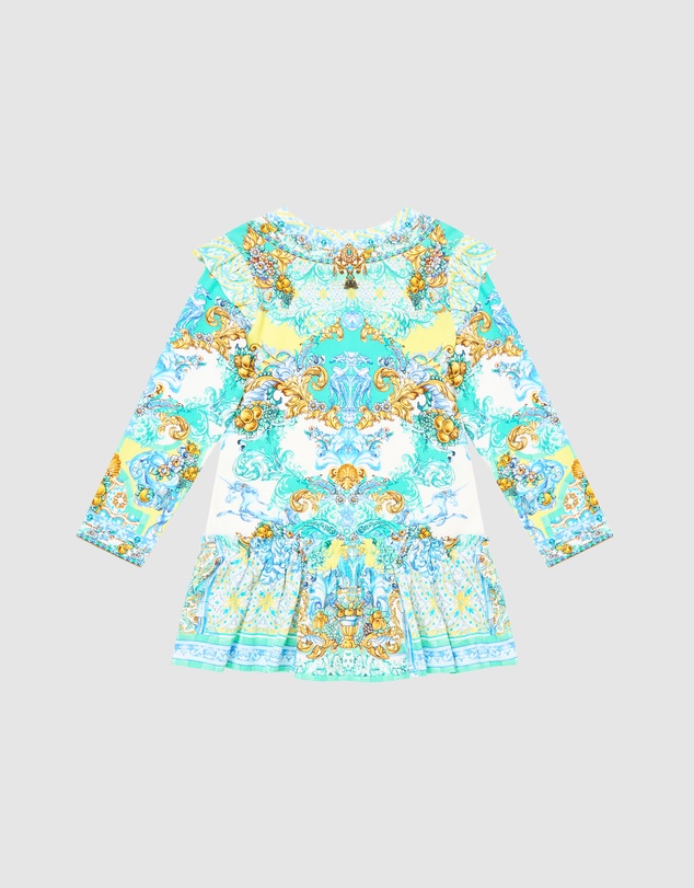 Camilla - Long Sleeve Mini Tee Dress with Frill Hem - Kids-Teens