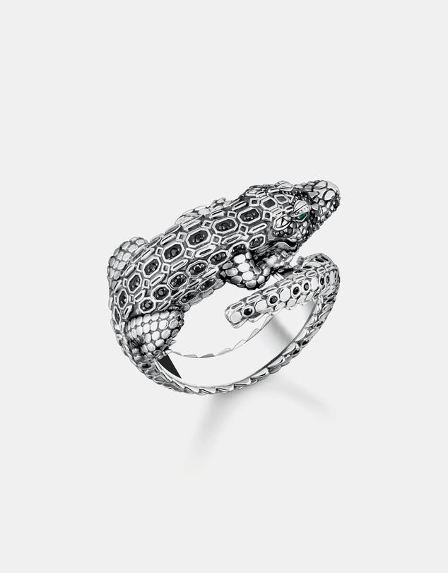 THOMAS SABO - Ring Crocodile with Stones Silver Blackened