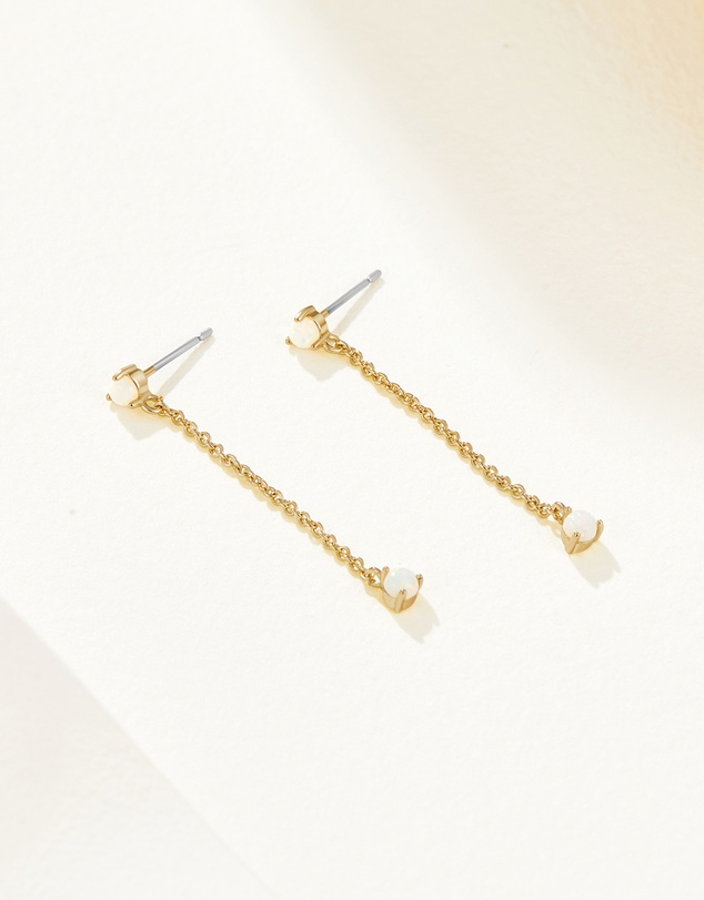 Mestige - Bello White Opal Earrings - 18K Gold Plated