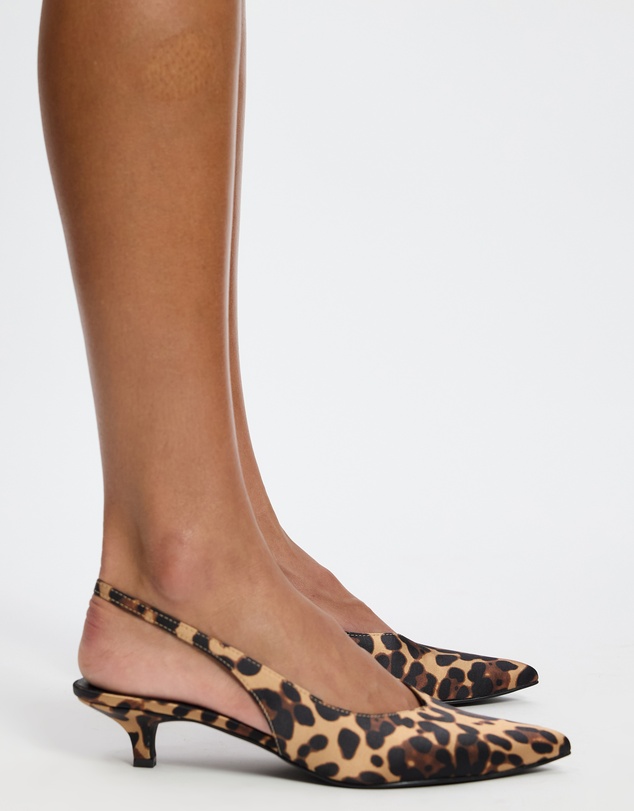 Atmos&Here - Vivienne Leopard Print Sling Back Kitten Heels