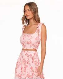 Petal & Pup - Tyler Tie Shoulder Top - Rose Pink Floral
