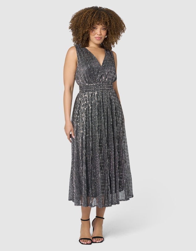 Pink Dusk by Curve Project - Sparkle Bright Midi Dress