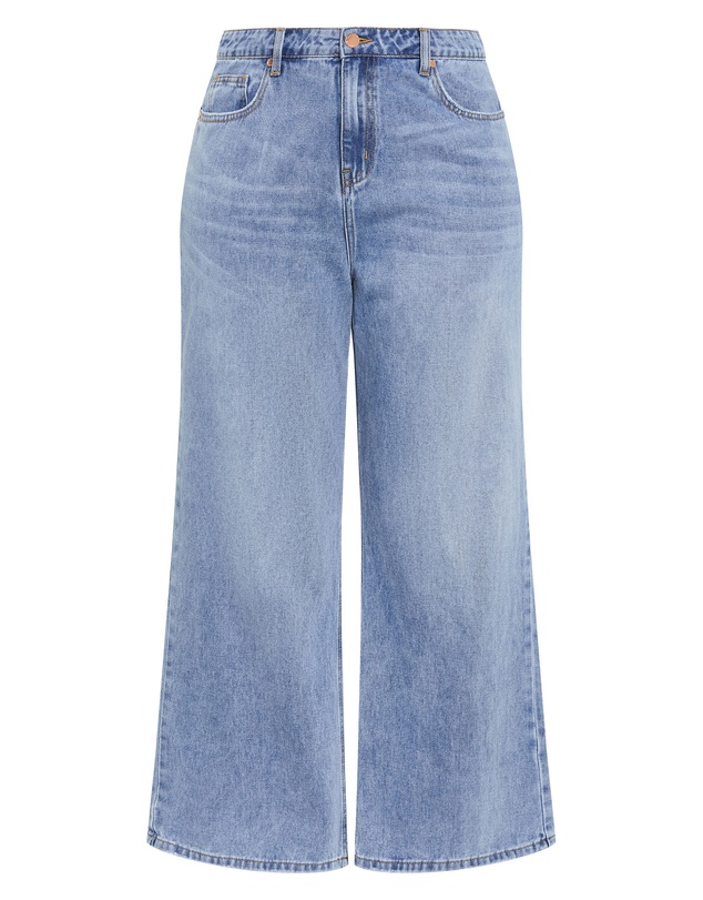 City Chic - Plus size Harley Fit Hallie Wide Leg Jean - mid wash