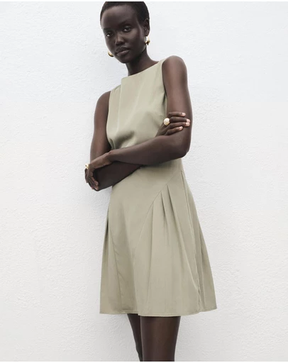 M.N.G - Boat-Neck Dress With Pleats