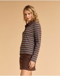 MVN - Stripe Long Sleeve Polo Top