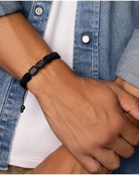 Nialaya Jewellery - The CZ Flatbead Collection - Matte Onyx