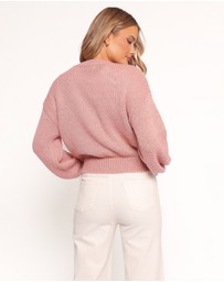 Petal & Pup - Addie Tonal Flower Knit Sweater - Pink