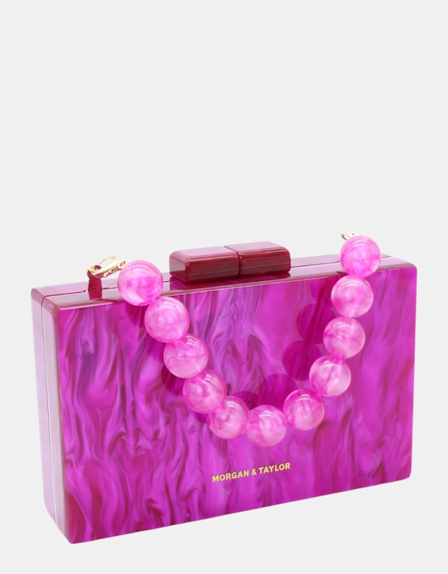 Morgan & Taylor - Arya Acrylic Clutch in Hot Pink