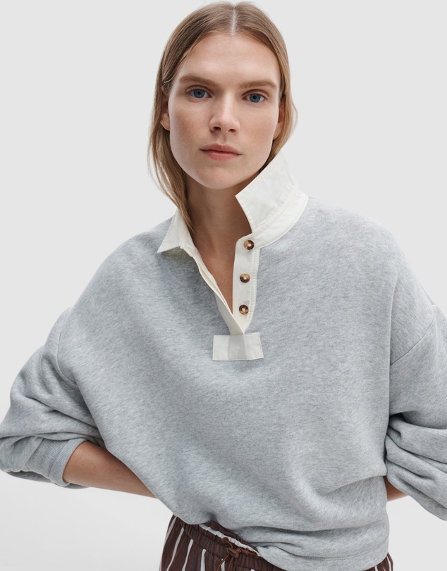 rag & bone - Vintage Terry Oversized Polo Sweatshirt