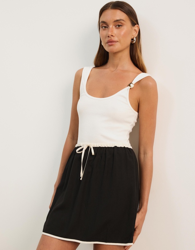 Atmos&Here - Jade Linen Blend Contrast Mini Skirt